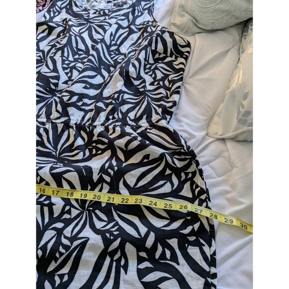 J Jason Wu Romper Women's sz 2X Linen Blend Black White Hawaiian Botanical Zip - Picture 13 of 16